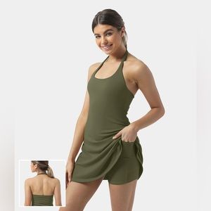 HALARA Dress Halter NEVER Worn Pocket Olive Green